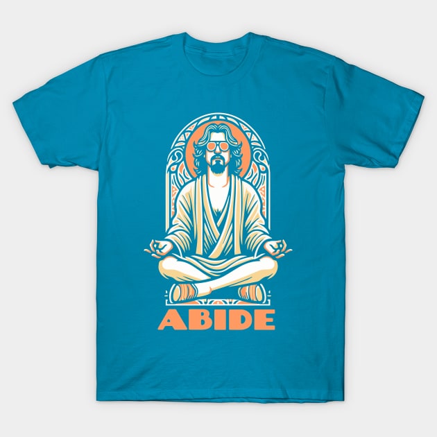 Zen Mindful Dude Lebowski Meditation Retro T-Shirt by GIANTSTEPDESIGN